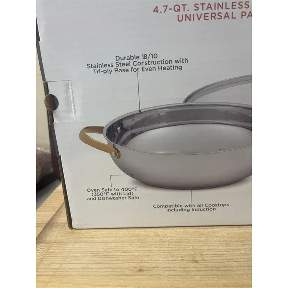 Wolfgang Puck 4.7 Quart Covered Pan Stainless Steel Oven Safe with Glass Lid - Picture 5 of 6